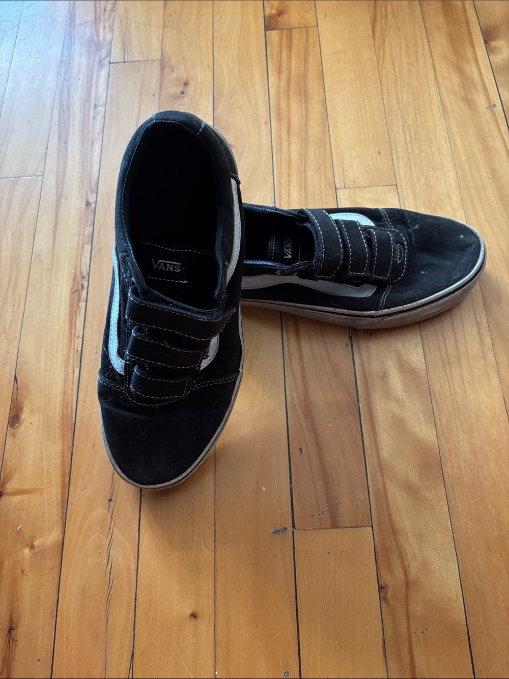 Vans Black and White Velcro Skate Sneakers
